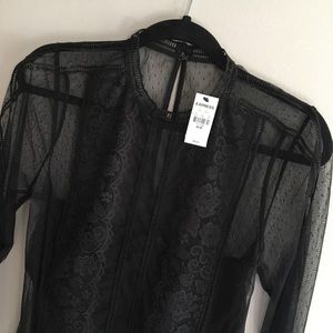 Express sheer lace and mesh blouse